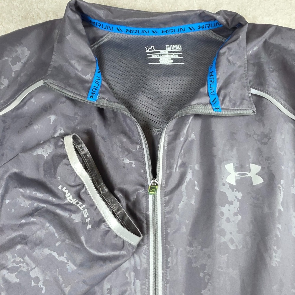 Under Armour Storm Run Jacket Mens XL Gray Fitted Water Repellent‎ Full-Zip Logo